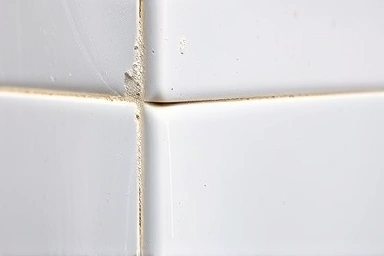 Close-up of precise 45-degree mitered tile edge