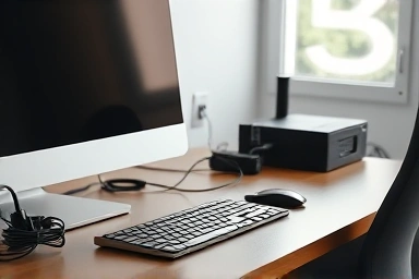 Organized desk with managed computer cables
