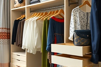 Close-up of modular system hanger, efficient storage solutions.