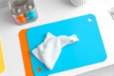 Easy-to-clean silicone placemats on a kitchen counter.