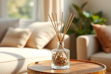 Cozy room with handmade scented diffuser