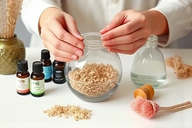 Hands assembling a DIY scented diffuser kit