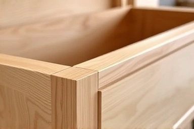 Detailed close-up of handcrafted DIY storage bench construction.