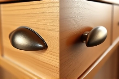 Old drawer handle vs. new stylish drawer handle