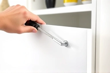 DIY drawer handle replacement with screwdriver