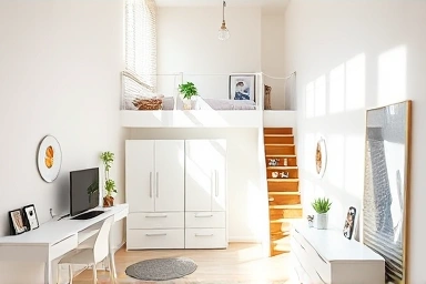 Modern duplex officetel interior maximizing space and light.
