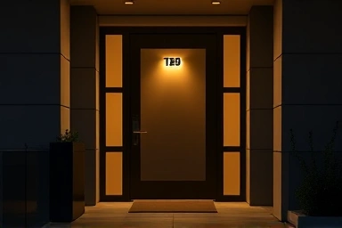 Modern entryway with subtle sensor light ambiance.