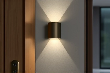 Sleek, integrated sensor light in a premium home entrance.