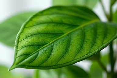 Close-up of a lifelike faux plant leaf texture and detail.