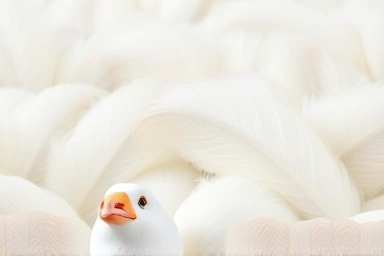 Close-up of clean, fluffy goose down feathers.