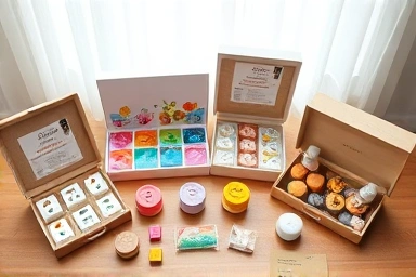 DIY plaster diffuser kits arranged creatively on a table.