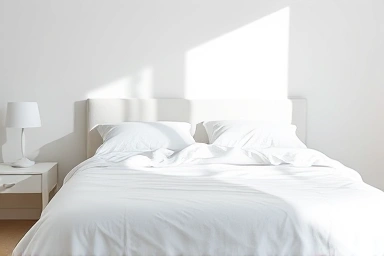 Luxurious hotel-style bedding in a serene bedroom.