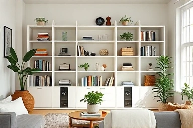 Stylish IKEA KALLAX room divider with decor