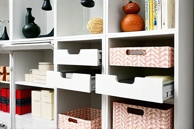 IKEA KALLAX unit customized with inserts and decor