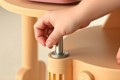 Easy height adjustment mechanism on a child's desk and chair
