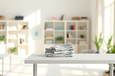 Serene living room, organized with KonMari method principles.