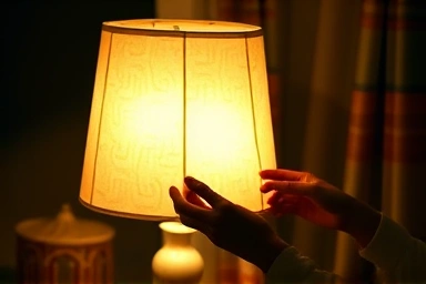 DIY lampshade makeover, transforming old lamp with new fabric