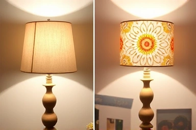 Before and after lampshade transformation, modernizing interior decor