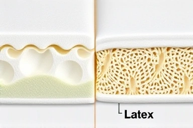 Close-up texture of memory foam and latex topper materials