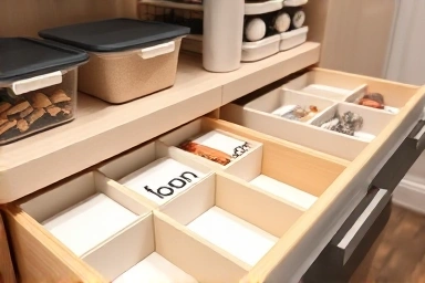 Organized drawers and shelves, efficient storage solutions