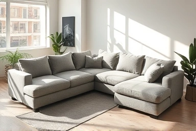 Modern living room with adaptable modular sofa.