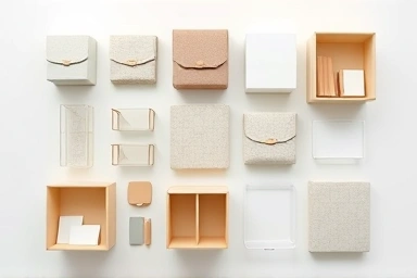 Muji storage containers arranged artfully, showcasing variety