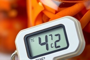 Precise temperature control for kimchi fermentation, digital thermometer.