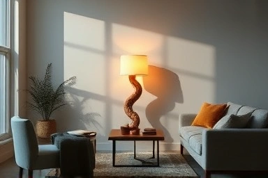 Sculptural object lamp in a modern living room