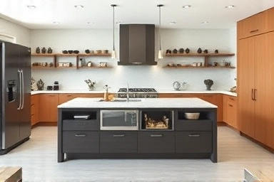Stylish kitchen island with smart storage solutions.