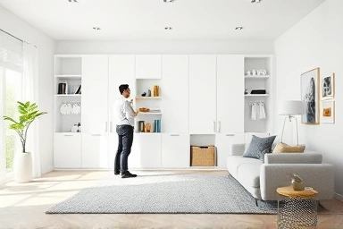 Modern living room symbolizing expanded personal space and storage.
