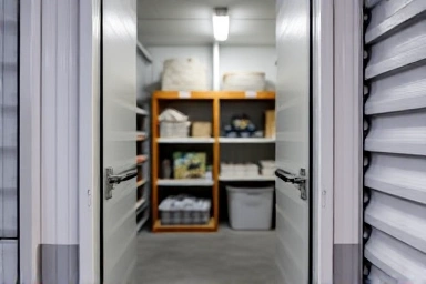Secure and organized personal storage unit door.