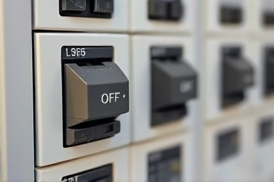 Circuit breaker panel turned off for safety