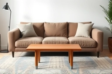 Cozy living room with a perfectly heighted sofa and coffee table.