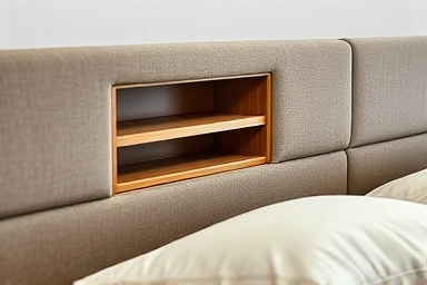 Stylish storage bed headboard with subtle integrated features.