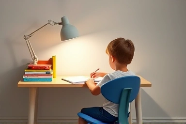 Close-up of study desk setup promoting concentration and eye comfort.