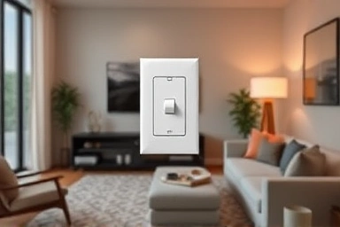 Stylish light switch cover in a modern living room