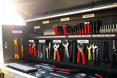 Organized toolbox with tools neatly arranged