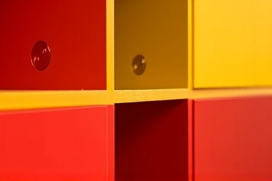 Close-up of colorful USM Haller modular furniture