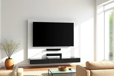 Minimalist living room with hidden TV cables