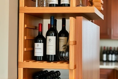 Wooden wine rack enhancing kitchen ambiance and storage