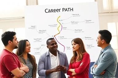 People exploring career paths with a map, symbolizing new opportunities.