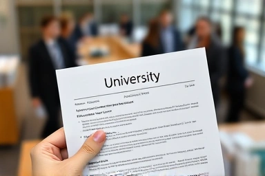 Close-up of university application document, symbolizing trust and verification.