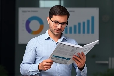 Person studying financial certification with determination