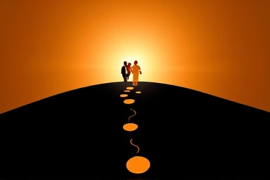 Symbolic representation of family financial journey and future security.