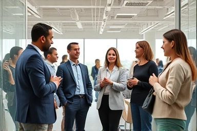 Professional team providing excellent customer service in a modern office.