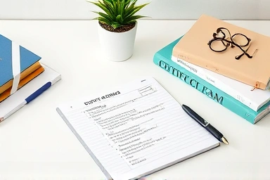 Study desk with certification exam materials, focused on learning.