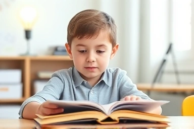 Elementary student learning with self-awareness and focus.