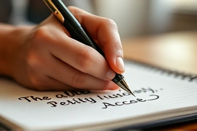 Elegant English cursive writing with a fountain pen.