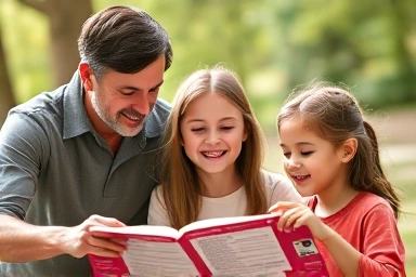 Family enjoying an educational outdoor field trip together.