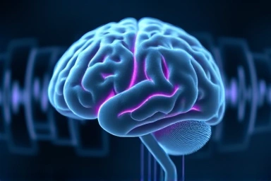 Ethereal sound waves connecting with a brain for focus.